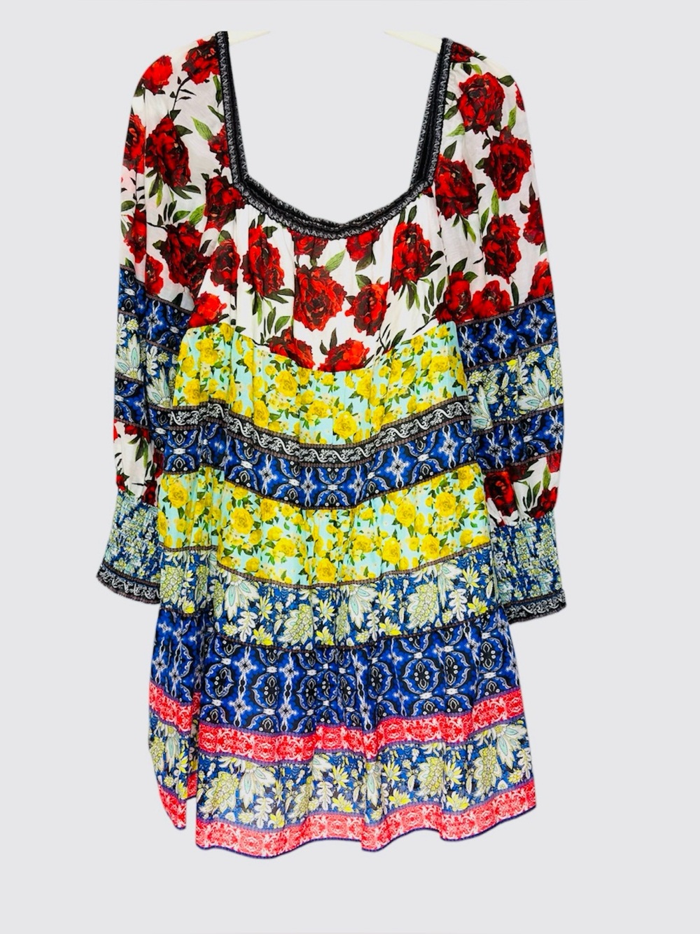 Alice + Olivia Mini Floral Tunic Cocktail Dress M  Ethereal Summer Goth - Picture 7 of 13